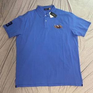POLO RALPH LAUREN MENS BRAND NEW 2-BUTTON TRIPLE PONY MESH SHIRT BLUE 3XLT